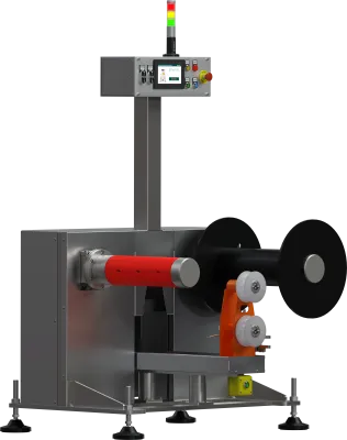 Nawijarka dwuwrzecionowa z układaczem napędzanym silnikiem krokowym oraz wałem rozprężnym do delikatnych tulei.