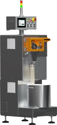 Granulator z dociskiem sterowanym pneumatycznie.