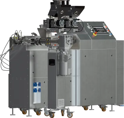 Wytłaczarka laboratoryjna LE-2CC 2x20 mm z dozownikami grawimetrycznymi oraz dozownikiem bocznym.