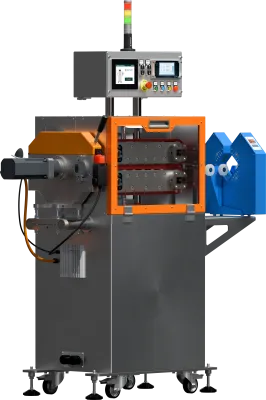 Odciąg gąsienicowy z programowanym nożem obrotowym OG-400/N-200 oraz laserowym pomiarem średnicy.