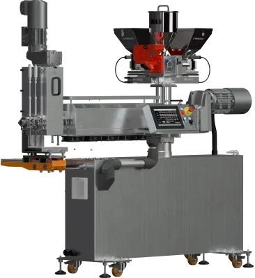 Wytłaczarka laboratoryjna LE-1S 32 mm z podajnikami grawimetrycznymi oraz pompą stopionego tworzywa.