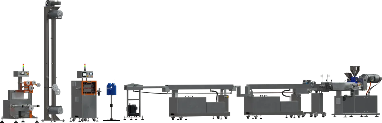 Linia do produkcji filamentu z wytłaczarką fi 45mm.