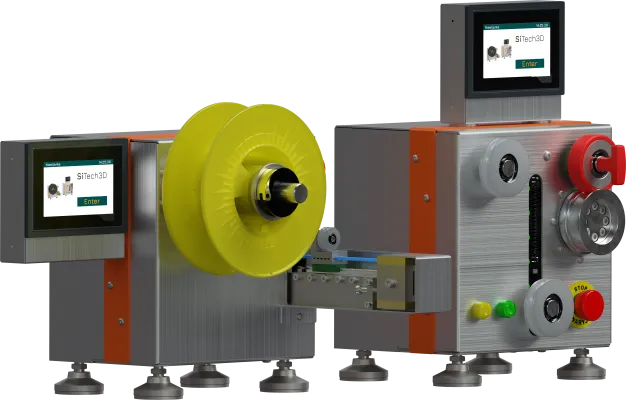 Nawijarka oraz odciąg miniaturowy linii do filamentu dla drukarek 3D.