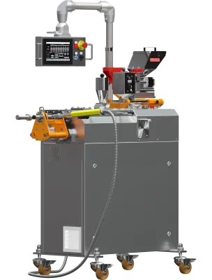 Wytłaczarka laboratoryjna LEC-2CC 20 ml Stożkowa z podajnikiem grawimetrycznym, podajnikiem pojedynczych granulek oraz adapterem do cylindra wtryskarki laboratoryjnej.