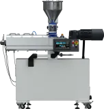 Wytłaczarka laboratoryjna LE-1S 25 mm z dozownikiem grawimetrycznym oraz dozownikami płynów.