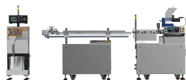 Laboratoryjna linia do granulacji z wytłaczarką 2x12 mm ( chłodzenie powietrzne).