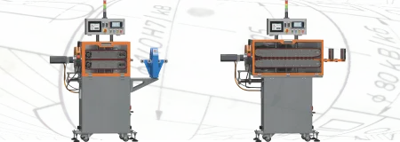 Odciągi gąsienicowe długości gąsienic 400 oraz 600 mm z obrotowymi programowanymi nożami do cięcia profili.