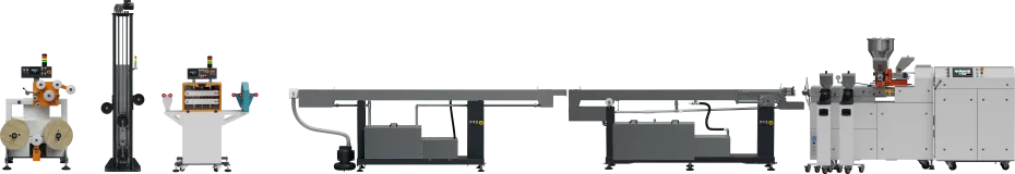 Linie do produkcji kompozytowych filamentów 3D z wytłaczarkami dwuślimakowymi 150m/min.