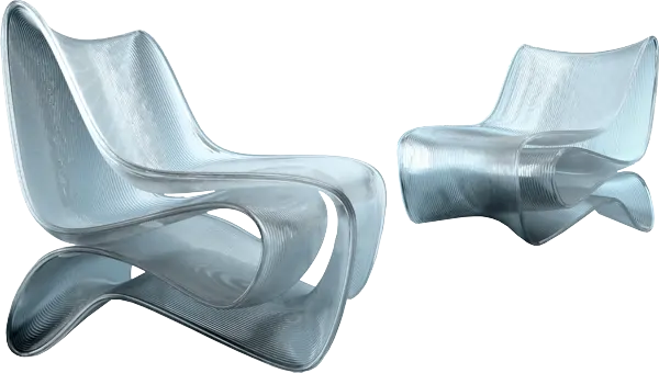 Meble wydrukowane za pomocą drukarki 3D przeznaczonej do druku części o dużych gabarytach.