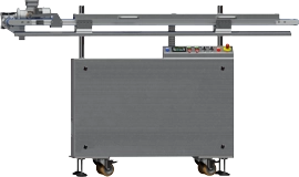 Przenośnik taśmowy z chłodzeniem powietrznym do zastosowania w farmacji.
