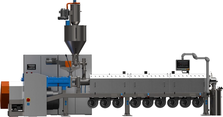 Wytłaczarka  dwyślimakowa w roli reaktora do depolimeryzacji REX-92/44.